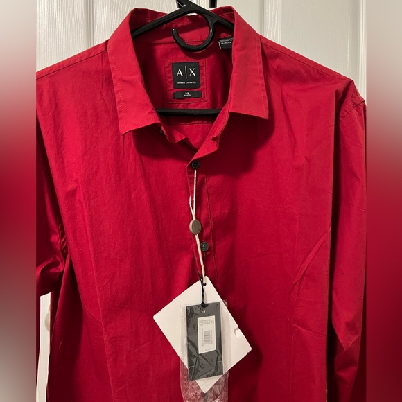 AX Armani Exchange Red Shirt Buttons Up Men's XL SLIM Fit - Picture 6 of 6